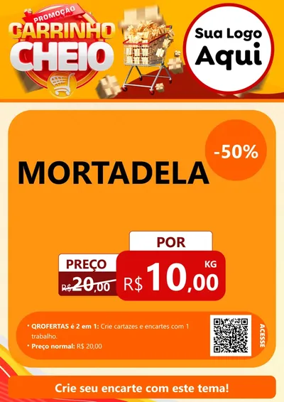 Modelo de Cartaz para Cartaz A4 Vertical com o tema Promoção carrinho cheio para Frios e Laticínios