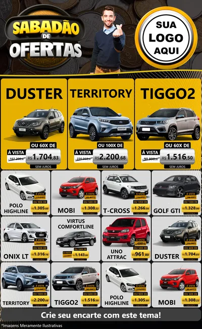 Modelo de Encarte para Encarte Grande com o tema Sabadão de Ofertas para Concessionaria de Carros