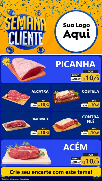Modelo de TV para TV Vertical com o tema Semana do Cliente para Açougue