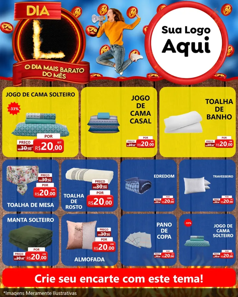 Modelo de Rede Social para Feed Instagram com o tema Dia L - O Dia Mais Barato Do Mês para Cama, Mesa e Banho