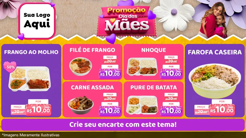 Modelo de TV para TV Horizontal com o tema Promoção Dia das Mães para Restaurante