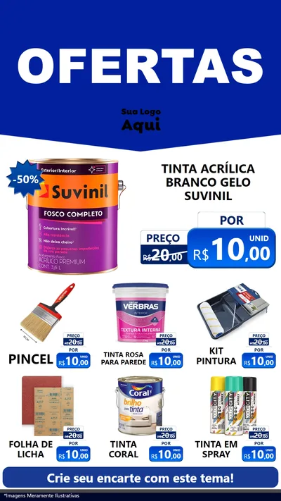 Modelo de Rede Social para Stories com o tema Ofertas Azul Cartaz para Tintas e Ferramentas
