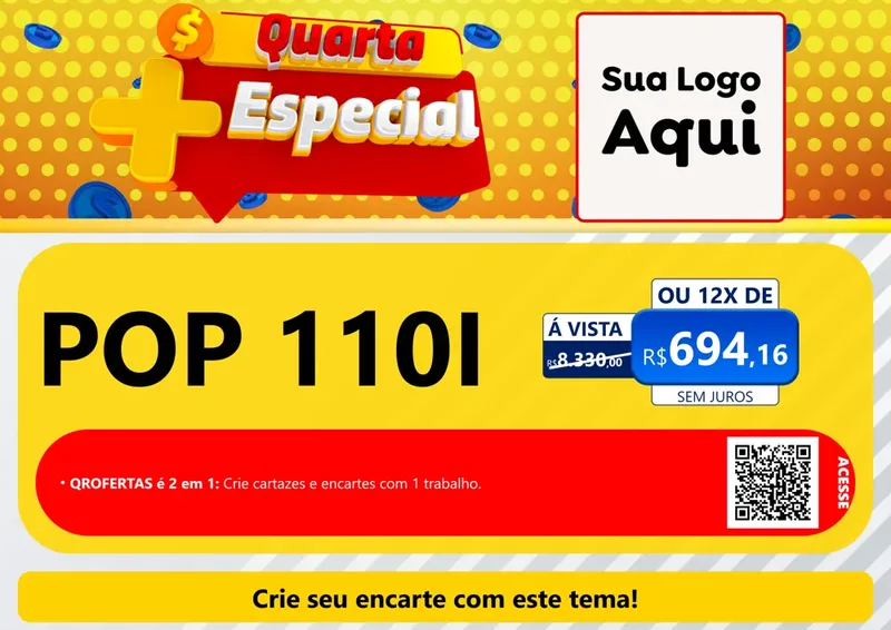 Modelo de Cartaz para Cartaz A4 Horizontal com o tema Quarta Mais Especial para Concessionaria de Motos