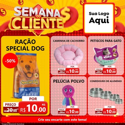 Modelo de Rede Social para Feed Facebook com o tema Semana do Cliente para Pet Shop