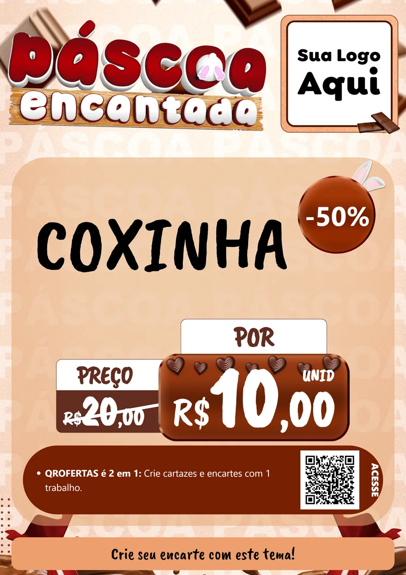 Modelo de Cartaz para Cartaz A4 Vertical com o tema Páscoa Encantada para Salgadaria