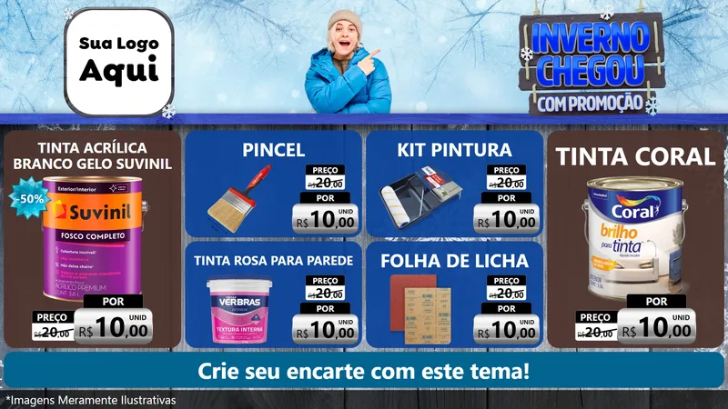 Modelo de TV para TV Horizontal com o tema Inverno Chegou Com Promoção para Tintas e Ferramentas