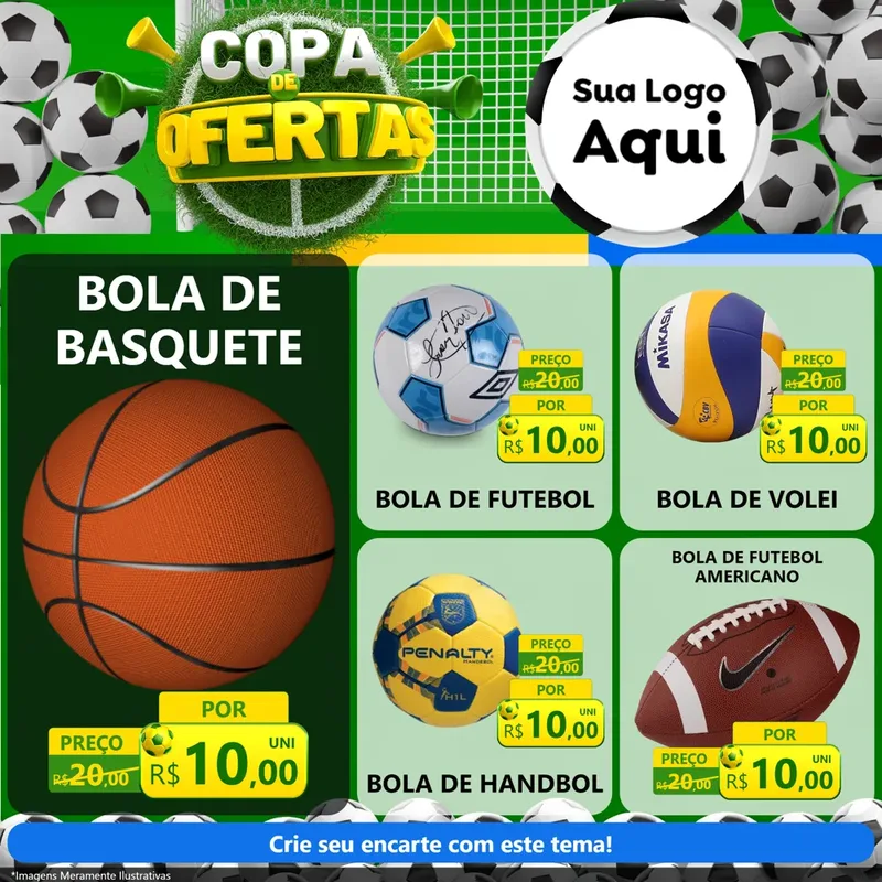 Modelo de Rede Social para Feed Facebook com o tema Copa De Ofertas para Artigos Esportivos