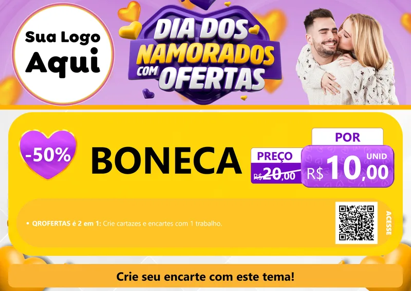 Modelo de Cartaz para Cartaz A4 Horizontal com o tema Dia Dos Namorados Com Ofertas para Brinquedos