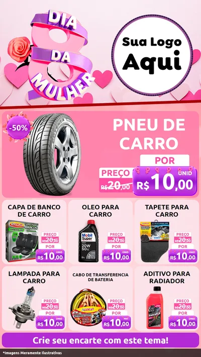 Modelo de Rede Social para Stories com o tema Dia da Mulher para Auto peças