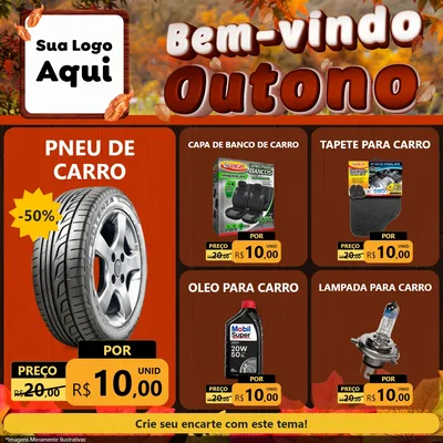 Modelo de Rede Social para Feed Facebook com o tema Bem-vindo Outono para Auto peças