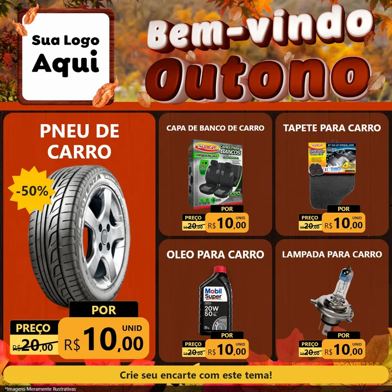 Modelo de Rede Social para Feed Facebook com o tema Bem-vindo Outono para Auto peças
