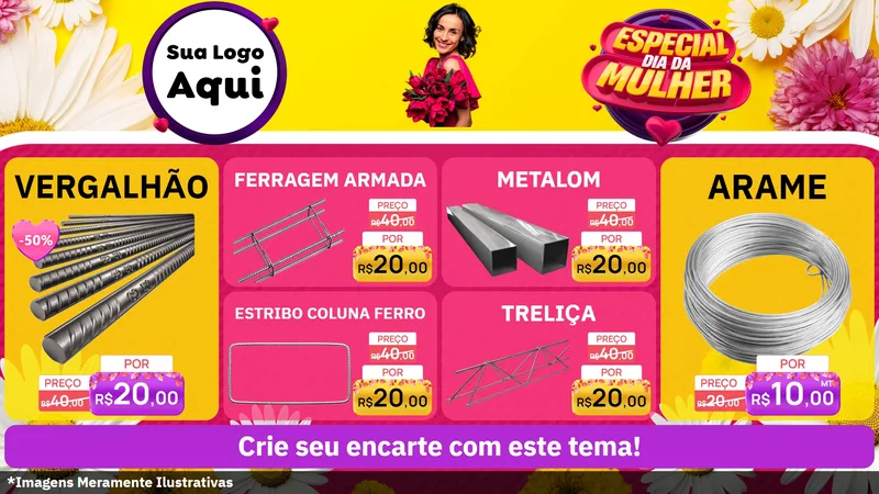 Modelo de TV para TV Horizontal com o tema Especial Dia da Mulher para Ferragens