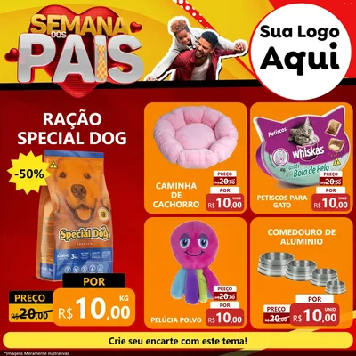 Modelo de Rede Social para Feed Facebook com o tema Semana Dos Pais para Pet Shop