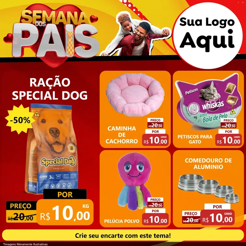 Modelo de Rede Social para Feed Facebook com o tema Semana Dos Pais para Pet Shop