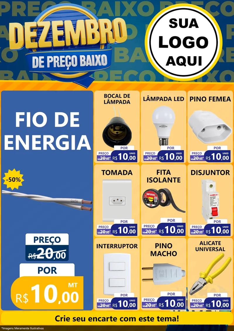 Modelo de Encarte para Encarte A4 Vertical com o tema Dezembro de Preço Baixo para Materiais Elétricos