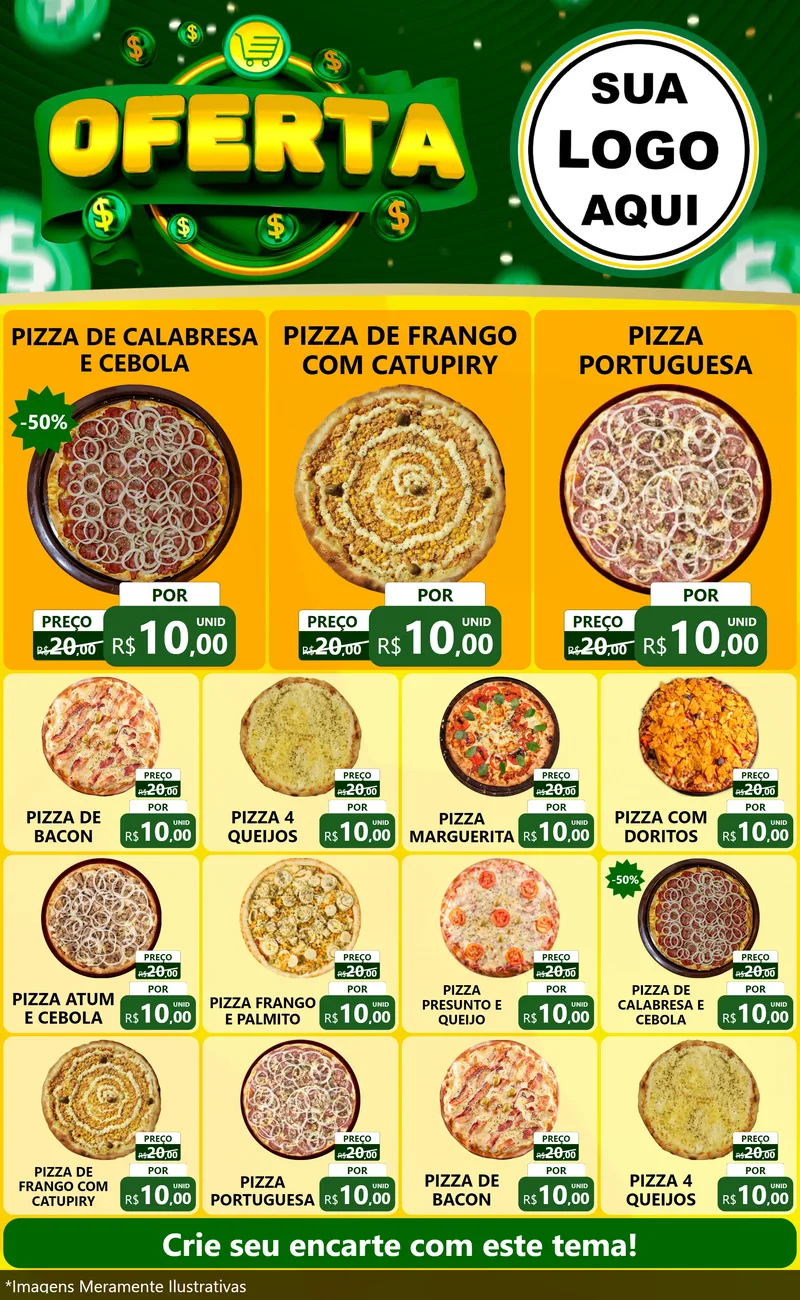 Modelo de Encarte para Encarte Grande com o tema Oferta para Pizzaria