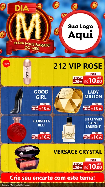 Modelo de TV para TV Vertical com o tema Dia M - O Dia Mais Barato Do Mês para Perfumes