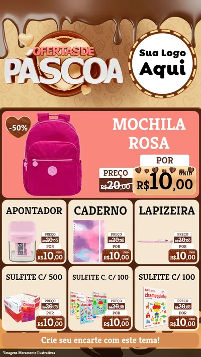 Modelo de Rede Social para Stories com o tema Ofertas de Páscoa para Papelaria