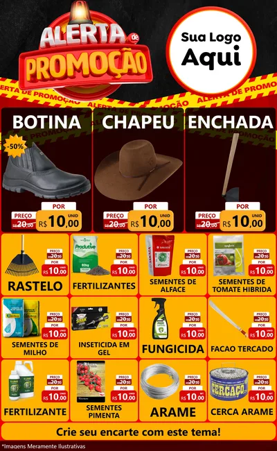 Modelo de Encarte para Encarte Grande com o tema Alerta de Promoção para Agropecuária