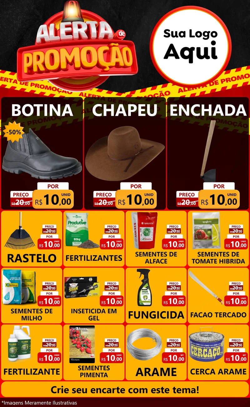 Modelo de Encarte para Encarte Grande com o tema Alerta de Promoção para Agropecuária