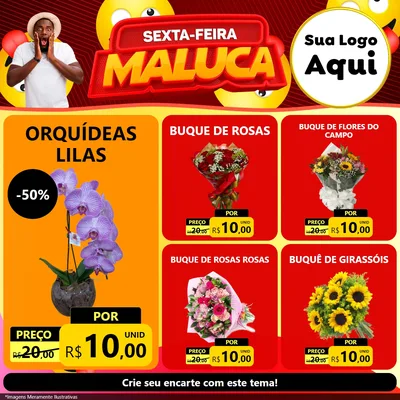Modelo de Rede Social para Feed Facebook com o tema Sexta-feira Maluca para Floricultura e jardim