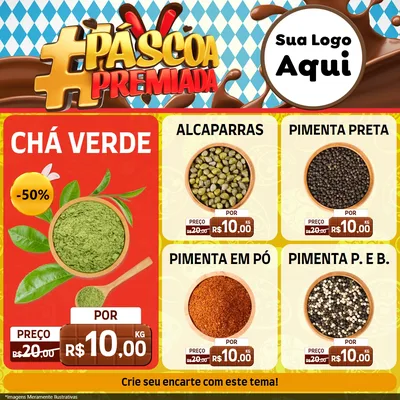 Modelo de Rede Social para Feed Facebook com o tema Páscoa Premiada para Produtos Naturais