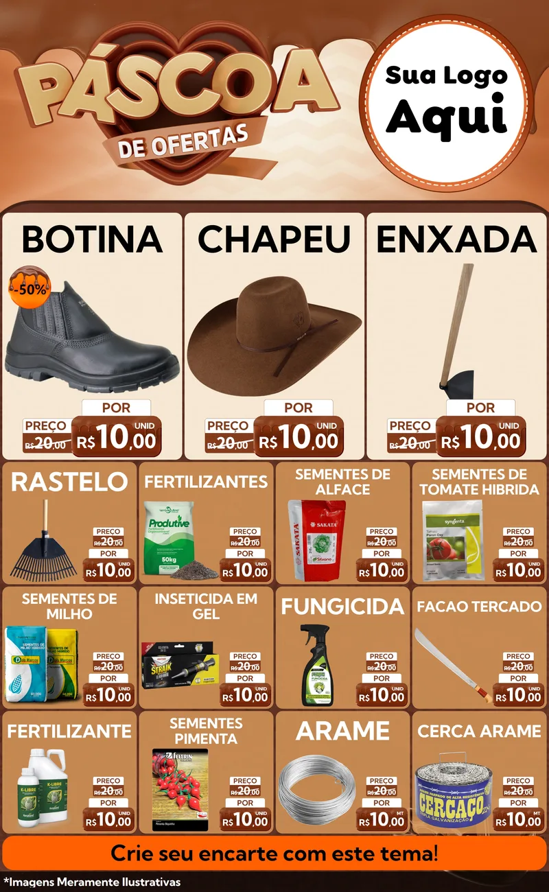 Modelo de Encarte para Encarte Grande com o tema Páscoa de Ofertas para Agropecuária