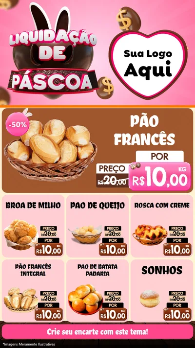 Modelo de Rede Social para Stories com o tema Liquidação de Páscoa para Padaria