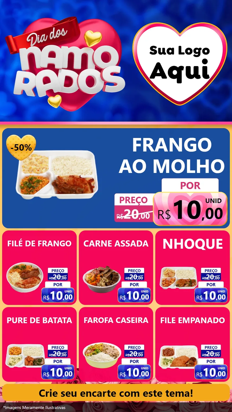 Modelo de Rede Social para Stories com o tema Dia dos namorados para Restaurante