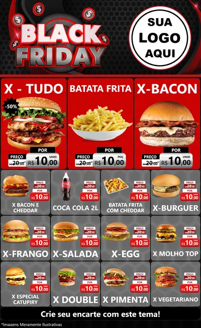 Modelo de Encarte para Encarte Grande com o tema Black Friday para Hamburgueria