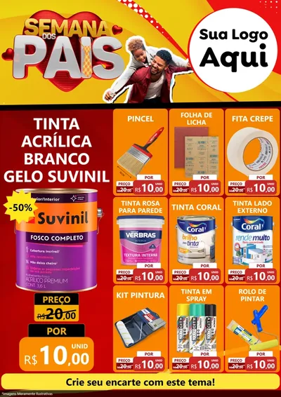 Modelo de Encarte para Encarte A4 Vertical com o tema Semana Dos Pais para Tintas e Ferramentas