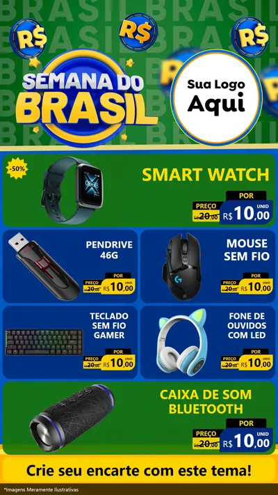 Modelo de TV para TV Vertical com o tema Semana Do Brasil para Informática