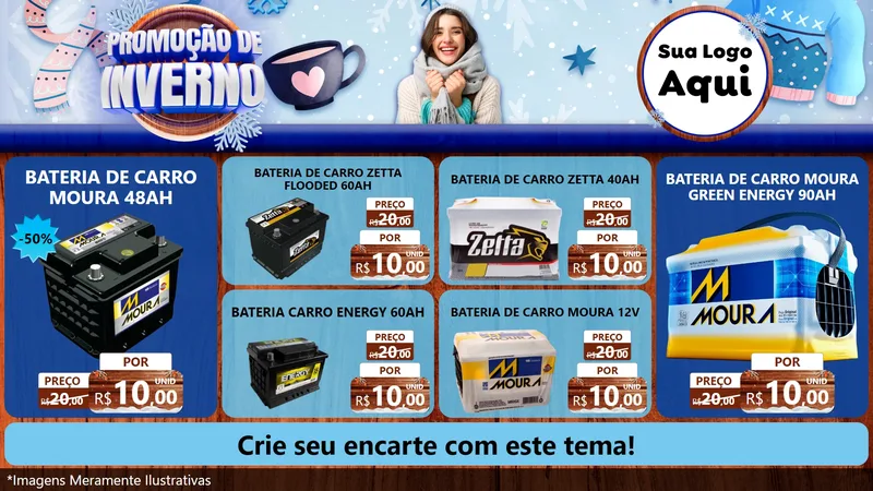 Modelo de TV para TV Horizontal com o tema Promoção de Inverno para Baterias Elétricas