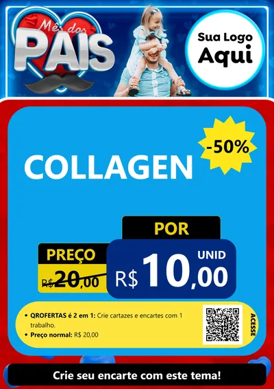 Modelo de Cartaz para Cartaz A4 Vertical com o tema Mês Dos Pais para Suplementos alimentares