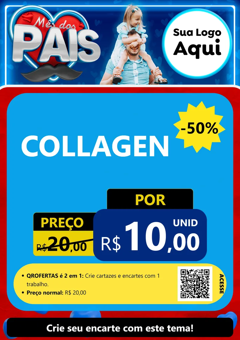 Modelo de Cartaz para Cartaz A4 Vertical com o tema Mês Dos Pais para Suplementos alimentares