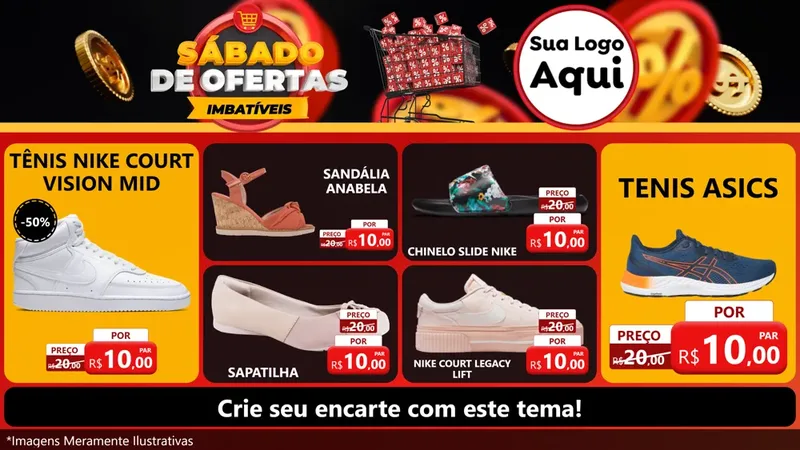 Modelo de TV para TV Horizontal com o tema Sábado de Ofertas Imbatíveis para Calçados