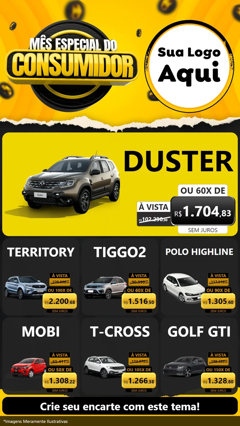 Modelo de Rede Social para Stories com o tema Mês Especial do Consumidor para Concessionaria de Carros