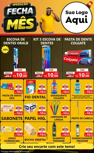 Modelo de Encarte para Encarte Grande com o tema Operação Fecha Mês para Higiene Pessoal