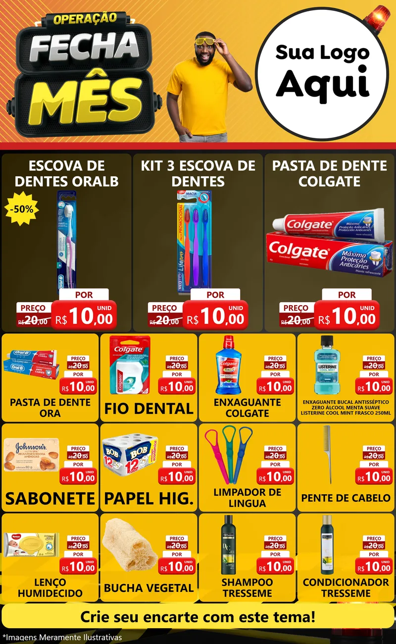 Modelo de Encarte para Encarte Grande com o tema Operação Fecha Mês para Higiene Pessoal