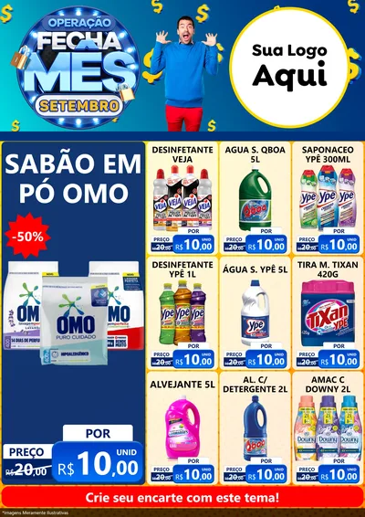 Modelo de Encarte para Encarte A4 Vertical com o tema Operação Fecha Mês Setembro para Produtos de Limpeza