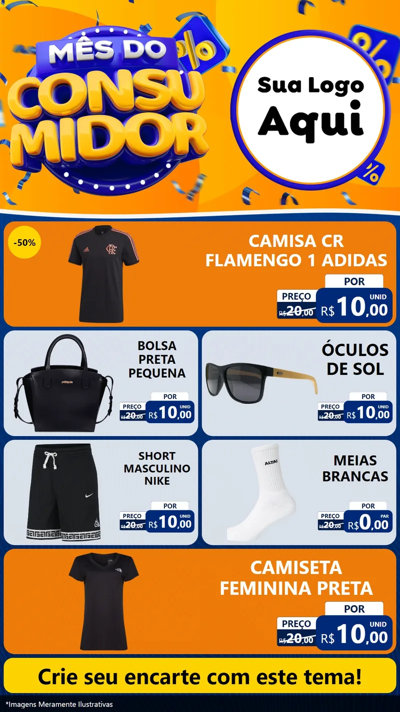 Modelo de TV para TV Vertical com o tema Mês do Consumidor para Roupas e acessórios