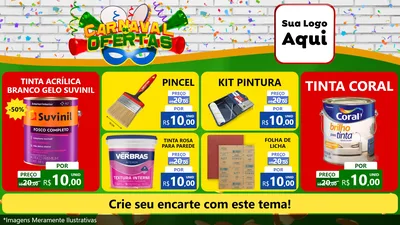 Modelo de TV para TV Horizontal com o tema Carnaval de Ofertas para Tintas e Ferramentas