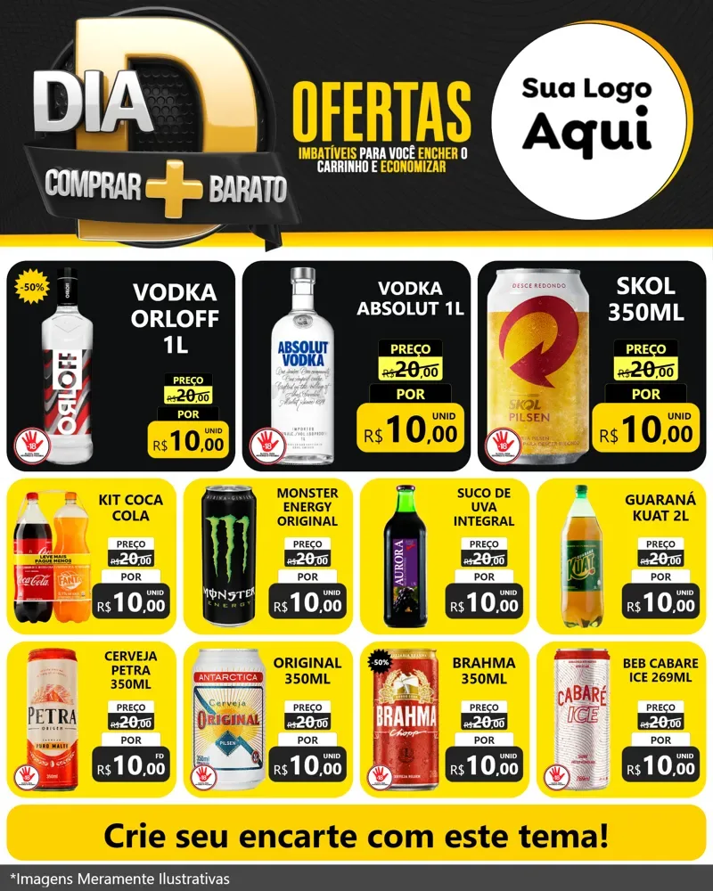 Modelo de Rede Social para Feed Instagram com o tema Dia D Mais Economia para Distribuidora de bebidas