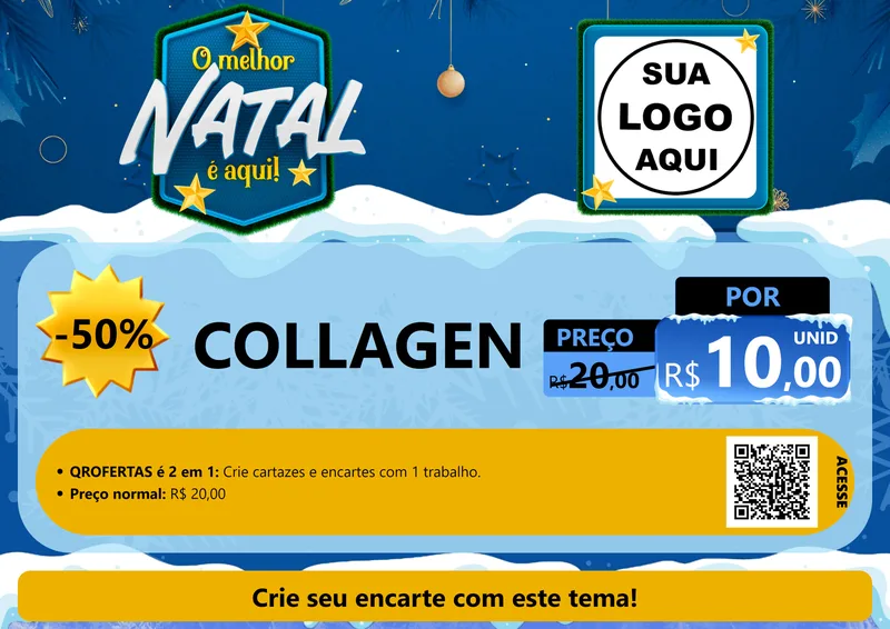 Modelo de Cartaz para Cartaz A4 Horizontal com o tema O Melhor Natal É Aqui! para Suplementos alimentares