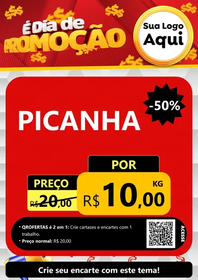 Modelo de Cartaz para Cartaz A4 Vertical com o tema É Dia De Promoção para Açougue