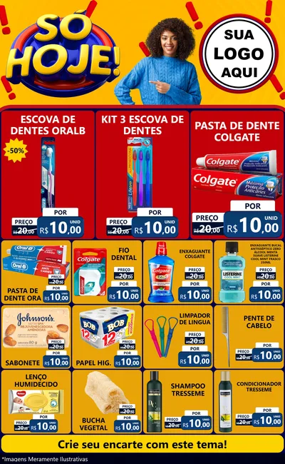 Modelo de Encarte para Encarte Grande com o tema Só Hoje! para Higiene Pessoal