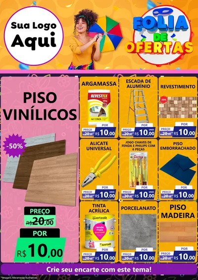Modelo de Encarte para Encarte A4 Vertical com o tema Folia de Ofertas para Material para Construção