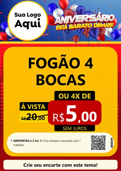 Modelo de Cartaz para Cartaz A4 Vertical com o tema Aniversário para Móveis e Eletro