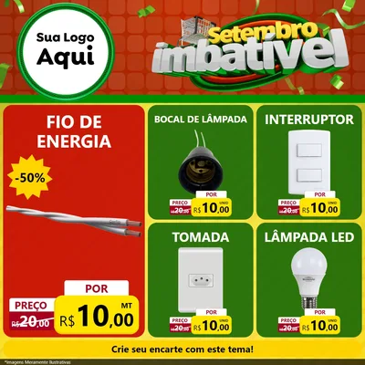 Modelo de Rede Social para Feed Facebook com o tema Setembro Imbatível para Materiais Elétricos