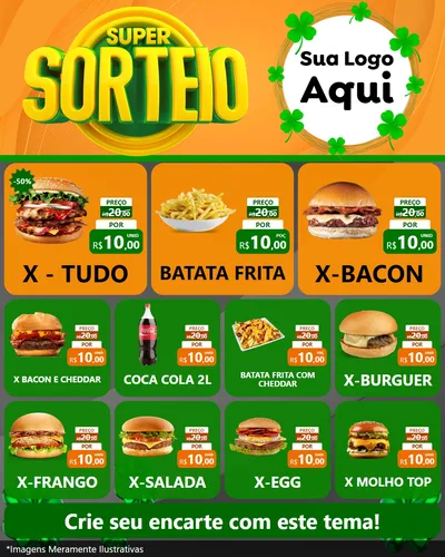 Modelo de Rede Social para Feed Instagram com o tema Super Sorteio para Hamburgueria